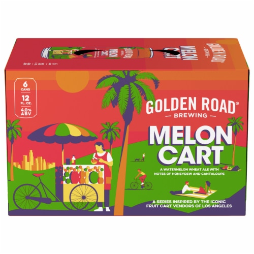 Golden Road Brewing Melon Cart Watermelon Wheat Ale Perspective: front