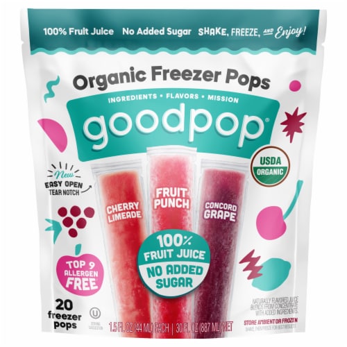 Goodpop® Organic Grape Fruit Punch & Cherry Limeade Pops Perspective: front