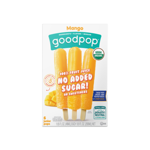 Goodpop® No Added Sugar Mango Ice Pops Perspective: front