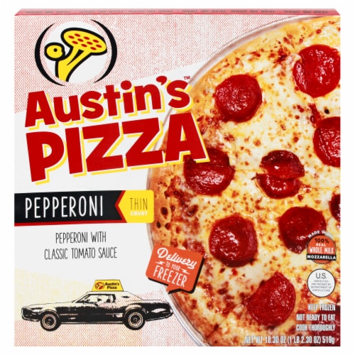 Austin's Pizza Thin Crust Pepperoni Frozen Pizza Perspective: front
