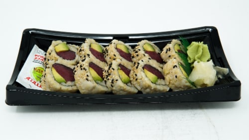 Yummi Sushi Brown Rice Tuna Avocado Roll Perspective: front