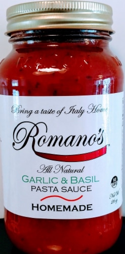 Romano's Garlic & Basil Pasta Sauce Perspective: front