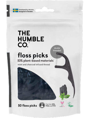 The Humble Co.® Mint and Charcoal Infused Floss Picks Perspective: front