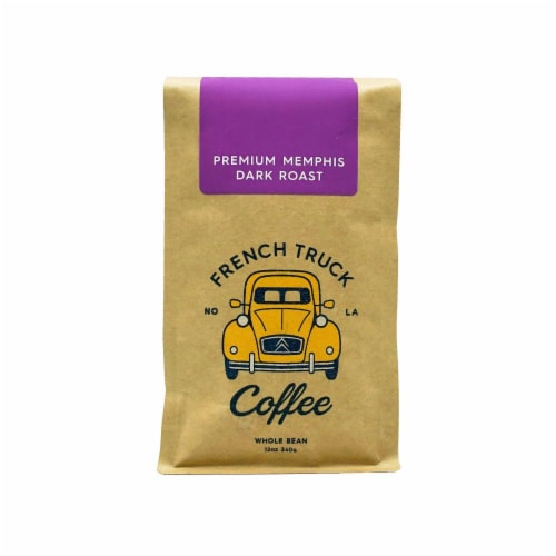 French Truck Premium Memphis Dark Roast Whole Bean Coffee Perspective: front