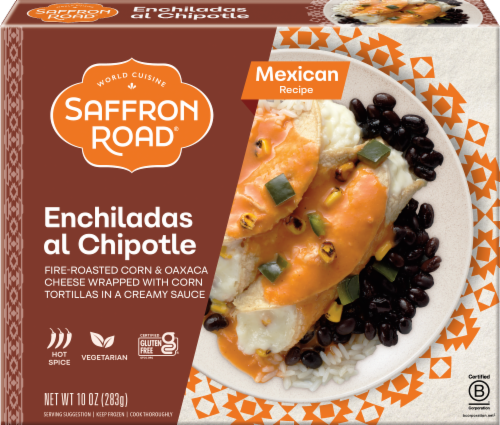 Saffron Road® Enchiladas al Chipotle with Black Beans & Rice Gluten-Free Frozen Meal Perspective: front
