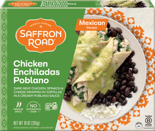 Saffron Road Chicken Enchiladas Poblano with Black Beans & Rice Gluten-Free Frozen Meal