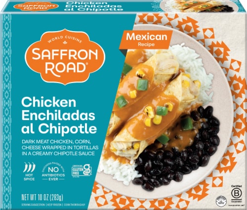 Saffron Road® Chicken Enchiladas Al Chipotle Gluten-Free Mexican Frozen Dinner Perspective: front