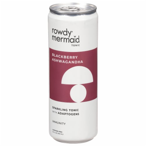 Rowdy® Mermaid Blackberry Ashwagandha Flavored Sparkling Tonic Water Can Perspective: front
