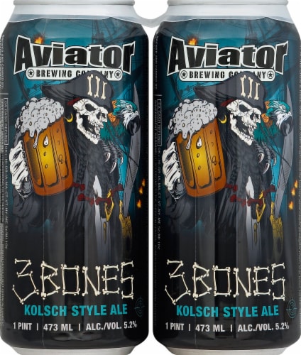 Aviator Brewing Company 3 Bone Kolsch Style Ale Perspective: front