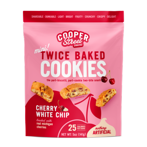 Cooper Street® White Chocolate Cherry Twice Baked Cookies Perspective: front
