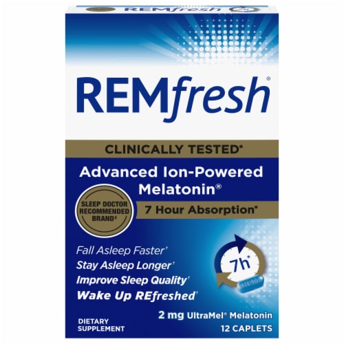 REMfresh® Advanced Ion-Powered Melatonin Caplets 2mg Perspective: front