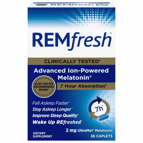REMfresh® Melatonin Caplets 2mg Perspective: front