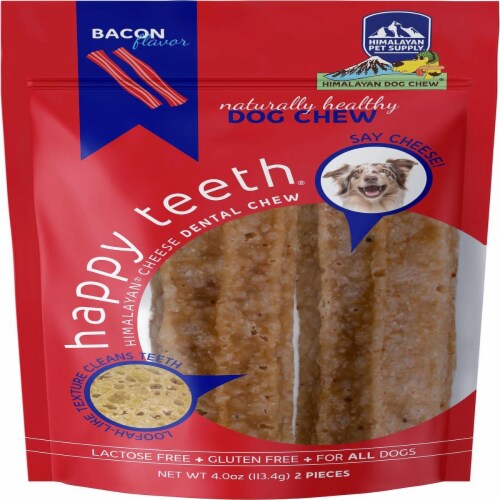 Himalayan Pet Happy Teeth Bacon Himalayan Cheese Dental Chews Perspective: front