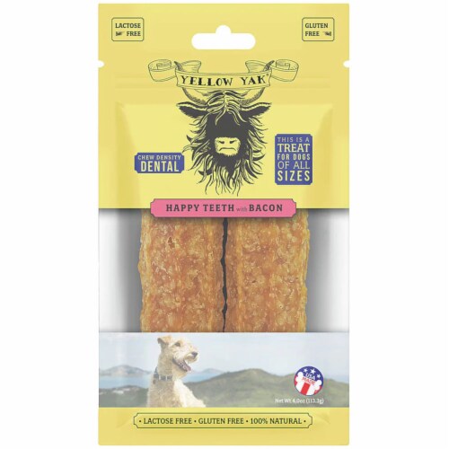 Yellow Yak Happy Teeth with Bacon Dog Treats Perspective: front
