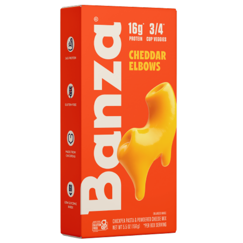 Banza® Mac & Cheese Elbows + Classic Cheddar Chickpea Pasta Perspective: front