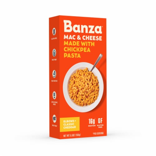 Banza® Mac & Cheese Elbows + Classic Cheddar Chickpea Pasta Perspective: front