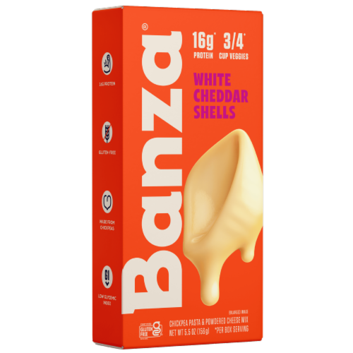 Banza® Mac & Cheese Shells + White Cheddar Chickpea Pasta Perspective: front