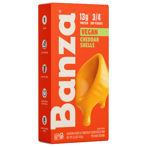 Banza® Shells + Vegan Cheddar Plant-Based Chickpea Pasta Mac Perspective: front