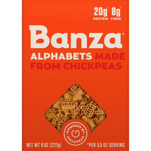 Banza® Chickpea Alphabets Pasta Perspective: front