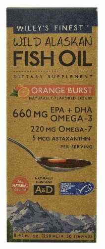 Wiley's Finest  Wild Alaskan Fish Oil Liquid   Orange Burst Perspective: front