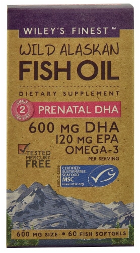Wiley's Finest  Wild Alaskan Fish Oil Prenatal DHA Perspective: front