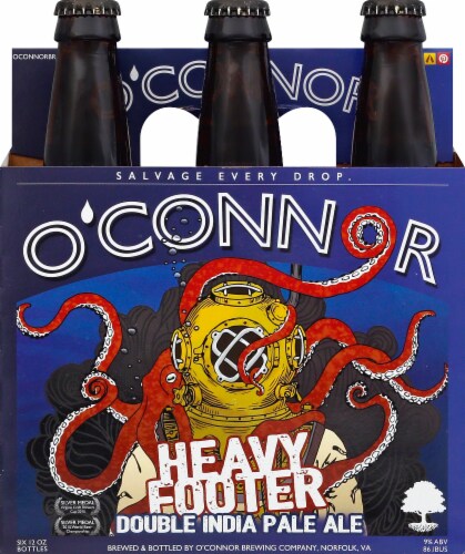 O'Connor Brewing Company Heavy Footer Double IPA Craft Beer Perspective: front