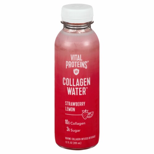 Vital Proteins  Collagen Strawberry Lemon Flavored Bottled Water Perspective: front