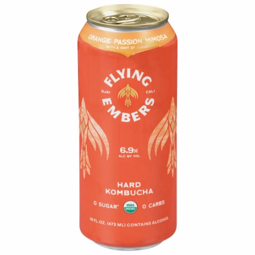 Flying Embers Hard Kombucha Single Can Perspective: front