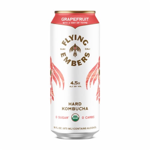 Flying Embers Grapefruit Thyme Hard Kombucha Single Can Perspective: front