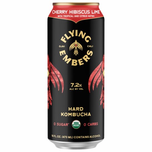 Flying Embers Black Cherry with a Twist of Lime Hard Kombucha Single Can Perspective: front