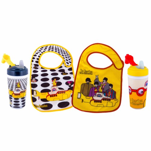 The Beatles Officially licensed, 100% BPA Free, 2 Sippy Cup and 2 Bib Feeder Pack by Daphyl's Perspective: front