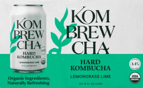 Kombrewcha Lemongrass Lime Hard Kombucha Perspective: front