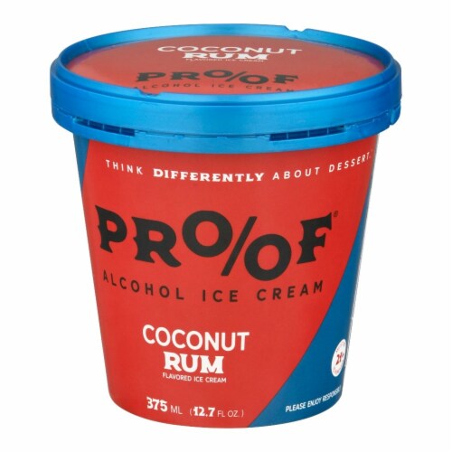 PROOF® Alcohol Ice Cream Coconut Rum Ice Cream Perspective: front