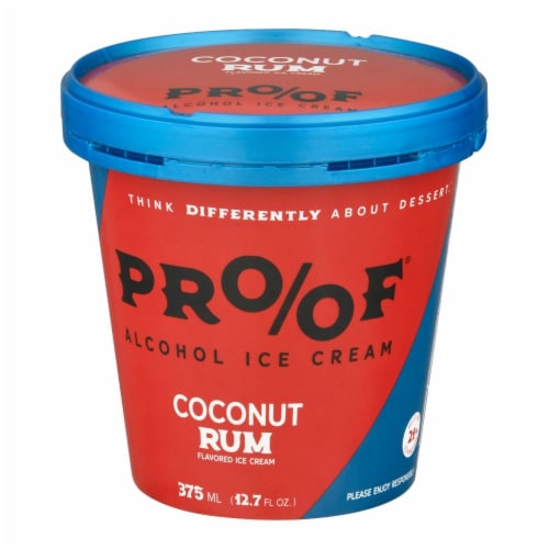 PROOF® Alcohol Ice Cream Coconut Rum Ice Cream Perspective: front