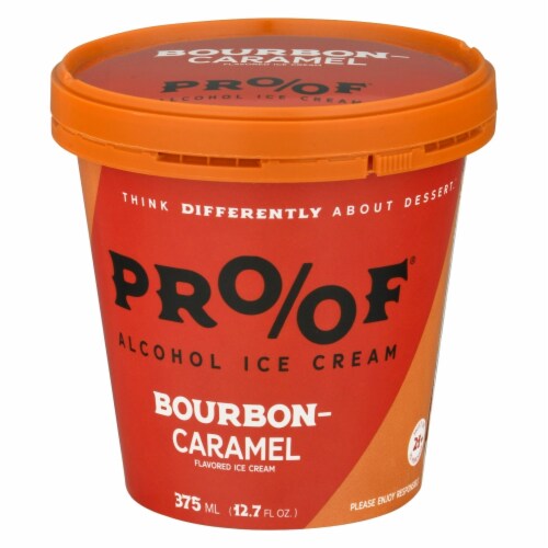 PROOF® Alcohol Ice Cream Bourbon Caramel Ice Cream Perspective: front