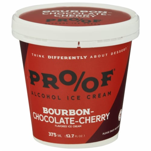 PROOF® Alcohol Ice Cream Bourbon Chocolate Cherry Ice Cream Perspective: front