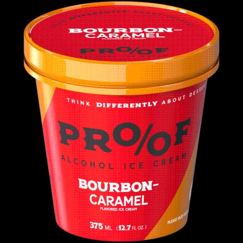 PROOF Bourbon Caramel Alcohol Ice Cream Perspective: front