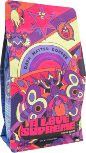 Dark Matter A Love Supreme House Blend Whole Bean Coffee Perspective: front