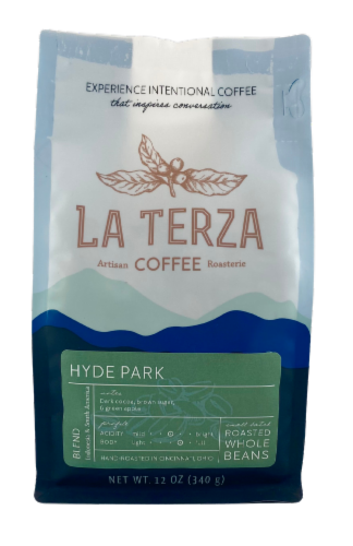 La Terza Hyde Park Medium Roast Whole Bean Coffee Perspective: front