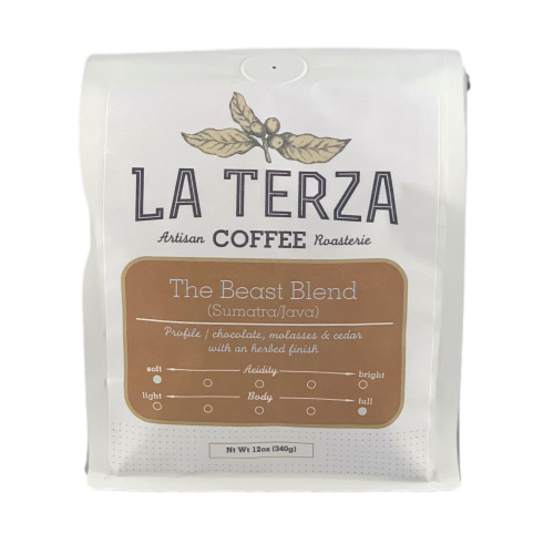 La Terza The Beast Blend Dark Roast Whole Bean Coffee Perspective: front