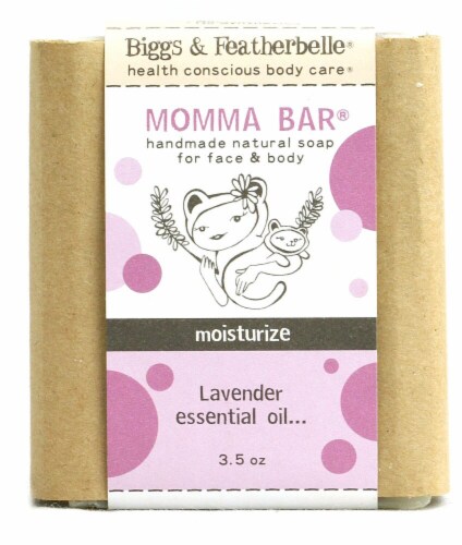 Biggs & Featherbelle Momma Bar® Handmade Natural Soap for Face and Body - Lavender Perspective: front