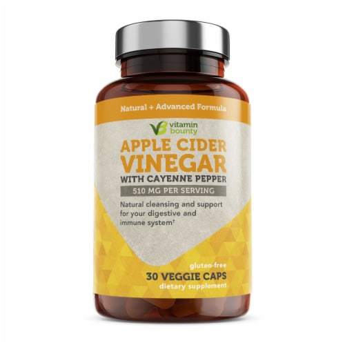 Vitamin Bounty Apple Cider Vinegar with Cayenne Pepper Veggie Caps Perspective: front