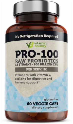 Vitamin Bounty Pro-100 Raw Probiotic Capsules Perspective: front