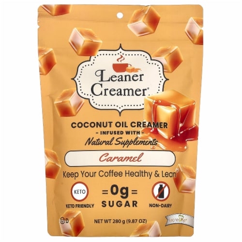 Leaner Creamer® Caramel Coconut Oil Coffee Creamer Perspective: front