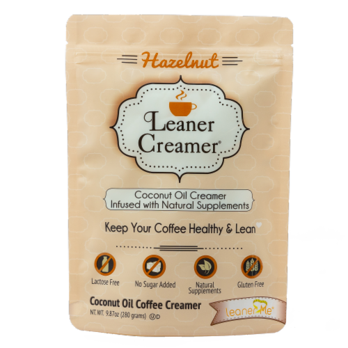 Leaner Creamer Hazelnut Coconut Oil Coffee Creamer Perspective: front