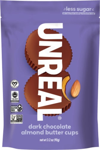 Unreal® Dark Chocolate Almond Butter Cups Perspective: front