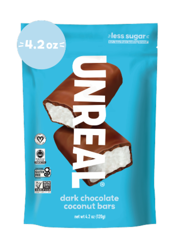 Unreal® Dark Chocolate Coconut Bars Perspective: front