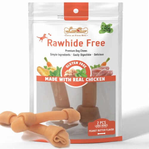 LuvChew Rawhide Free Knotted Bones with Peanut Butter Flavor Large