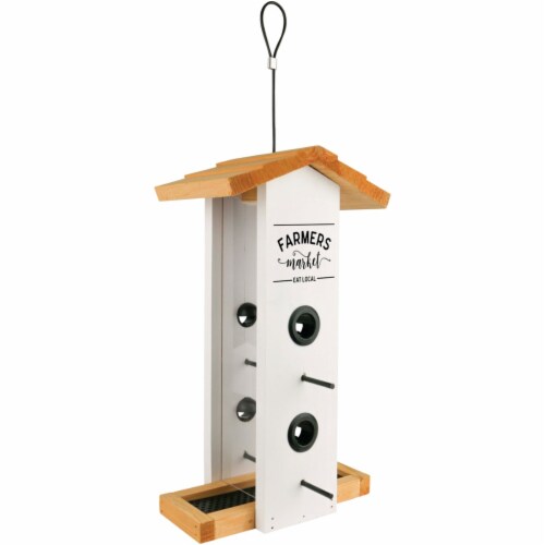 Wild Wings Farmhouse Cedar Vertical Hopper Bird Feeder Perspective: front
