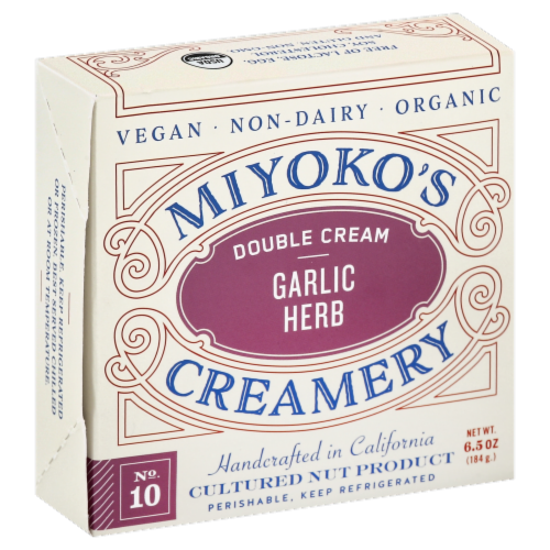 Miyoko's Creamery Double Cream Garlic Herb Cheese Perspective: front
